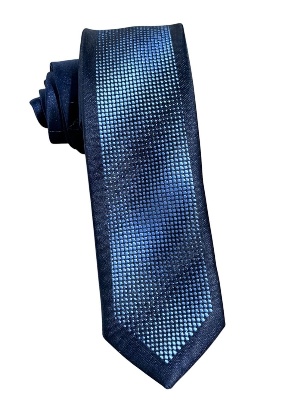 Kenzo Men's Navy and Light Blue Micro-Check Necktie